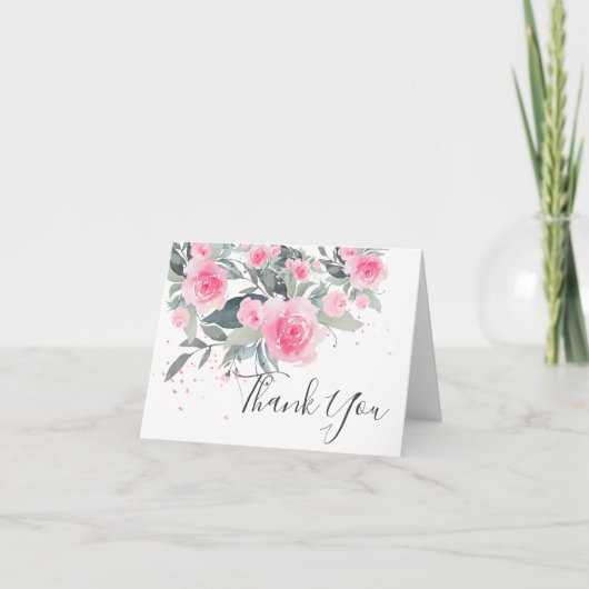 水彩赤面バラサンキューカード サンキューカード (正面)