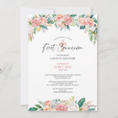 水彩赤面バラフローラクロスファースト聖餐式 招待状 (正面)