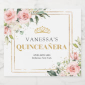 水彩赤面バラユーカリプタス金ゴールドキンセアニラ スパークリングワインラベル (シングルラベル)