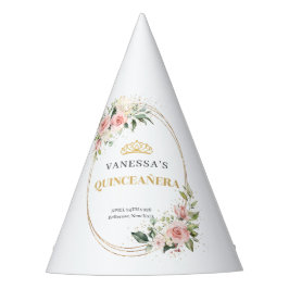 水彩赤面バラユーカリ金ゴールドキンセアニェラ パーティーハット