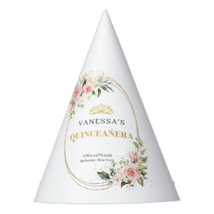 水彩赤面バラユーカリ金ゴールドキンセアニェラ パーティーハット