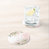 水彩赤面バラユーカリ金ゴールド結婚ズ ラウンドペーパーコースター (インサイチュ)