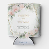 水彩赤面バラユーカリ金ゴールド結婚ズ 缶クーラー (正面)