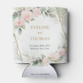 水彩赤面バラユーカリ金ゴールド結婚ズ 缶クーラー (裏面)