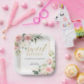 水彩赤面バラユーカリsweet sixteen ペーパープレート (パーティー)