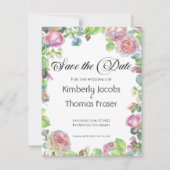 水彩赤面バラ花の日付を保存 セーブザデート (正面)