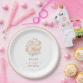 水彩赤面バラ金ゴールドガーデンブライダルシャワー ペーパープレート (パーティー)