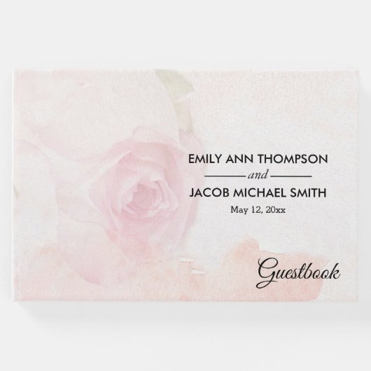 水彩赤面バラ |の結婚ゲストブック ゲストブック (正面)