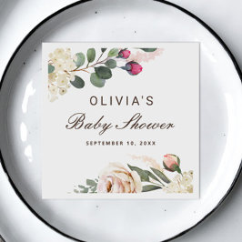 水彩赤面バラ。ガーデンフローラベビーシャワー スタンダードカクテルナプキン