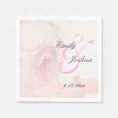 水彩赤面バラ | 結婚s スタンダードカクテルナプキン (正面)