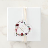 水彩赤面バーガンディフローラベビーシャワー フェイバータグ (インサイチュ)