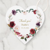 水彩赤面バーガンディフローラベビーシャワー フェイバータグ (裏面)