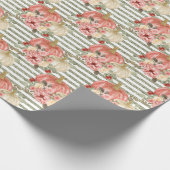 水彩赤面パンプキングリーン金ゴールドグリッターストライプ ラッピングペーパー (角)