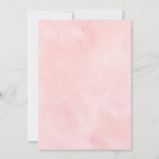 水彩赤面ピンクおよびフローラフレームベビー誕生 案内状 (裏面)