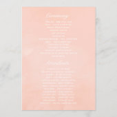 水彩赤面ピンクとバラ金ゴールド結婚バラ プログラム (裏面)