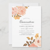 水彩赤面ピンクと金ゴールドフローラキンセアニラ 招待状 (正面)