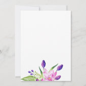 水彩赤面ピンクのネイビーフローラ誕生日パーティー 招待状 (裏面)