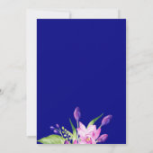 水彩赤面ピンクのネイビーフローラ退職パーティー 招待状 (裏面)