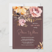 水彩赤面ピンクの女の子の赤ちゃんシャワーの招待状 招待状 (正面)