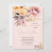 水彩赤面ピンクの女の子の赤ちゃんシャワーの招待状 招待状 (正面)