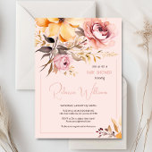 水彩赤面ピンクの女の子の赤ちゃんシャワーの招待状 招待状