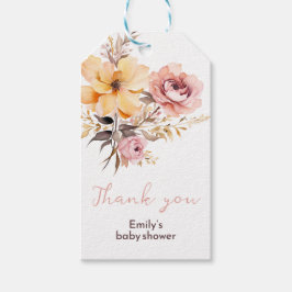 水彩赤面ピンクの女の子ベビーシャワーカード ギフトタグ