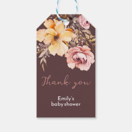 水彩赤面ピンクの女の子ベビーシャワーカード ギフトタグ