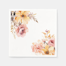 水彩赤面ピンクの女の子ベビーシャワーカード スタンダードカクテルナプキン