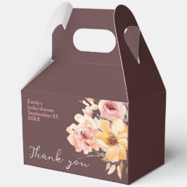 水彩赤面ピンクの女の子ベビーシャワーカード フェイバーボックス