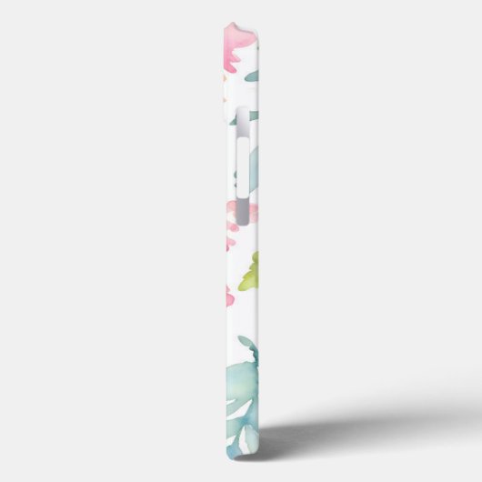 水彩赤面ピンクの花メドーモノグラム名 Case-Mate iPhoneケース (裏面 / 左)