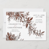 水彩赤面ピンクの花結婚水平 招待状 (正面)