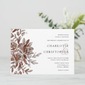 水彩赤面ピンクの花結婚水平 招待状 (スタンド正面)