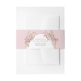 水彩赤面ピンクの花boho arch pampas 招待状ベリーバンド