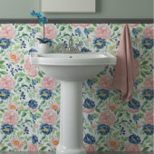 水彩赤面ピンクインディゴブルーフローラルパターン タイル