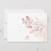 水彩赤面ピンクガムユーカリプトゥスブランチバブブリー 招待状 (裏面)