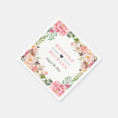 水彩赤面ピンクシックフローラ結婚ズ スタンダードカクテルナプキン (角)