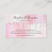 水彩赤面ピンクドリップスグラムメイクアップファッション 名刺 (裏面)