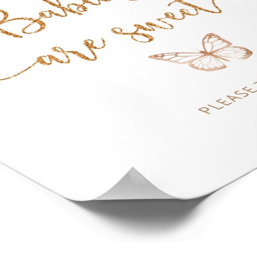 水彩赤面ピンクバタフライベビーは甘い ポスター (角)