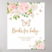 水彩赤面ピンクバタフライベビー ポスター (正面)