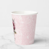 水彩赤面ピンクピーニーマーブル結婚ズ 紙コップ (左)