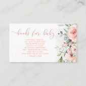 水彩赤面ピンクフローラブックベビーチケット エンクロージャーカード (正面)