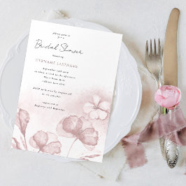 水彩赤面ピンクフローラブライダルシャワー 招待状