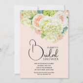 水彩赤面ピンクフローラブライダルシャワー 招待状 (正面)