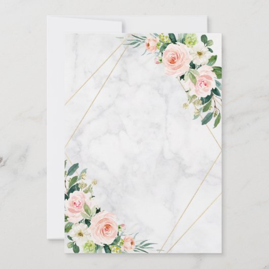 水彩赤面ピンクフローラボー婚約パーティ 招待状 (裏面)