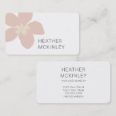 水彩赤面ピンクフローラミニマル名刺 予約カード (正面/裏面)