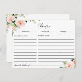 水彩赤面ピンクフローラレシピカード ポストカード (正面/裏面)