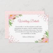 水彩赤面ピンクフローラ結婚の詳細情報 エンクロージャーカード (正面/裏面)