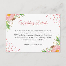 水彩赤面ピンクフローラ結婚の詳細情報 エンクロージャーカード