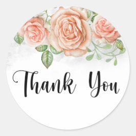 水彩赤面ピンクフローラ ラウンドシール