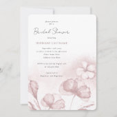 水彩赤面ピンクフローラQRブライダルシャワー 招待状 (正面)